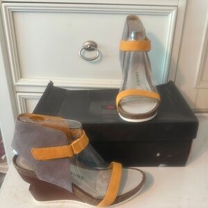 Yellow and Gray Women's Wedge Sandals